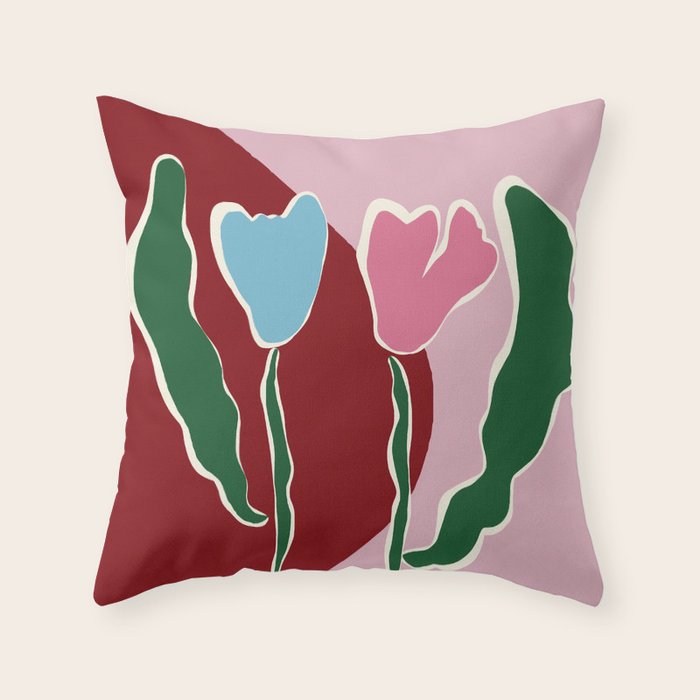 Retro minimal flower IV Throw Pillow Gallery Image 6