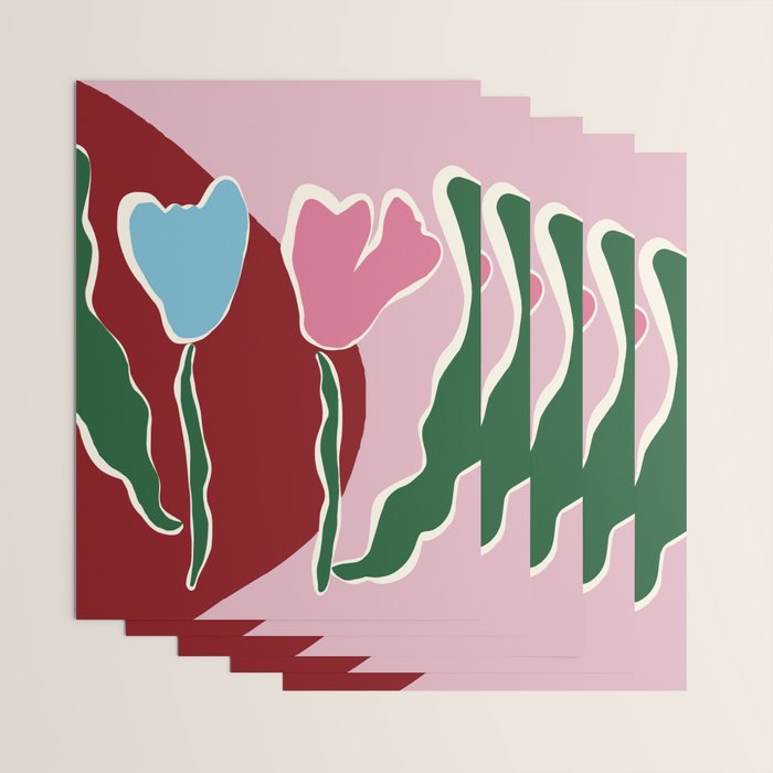Retro minimal flower IV Wrapping Paper Gallery Image 3
