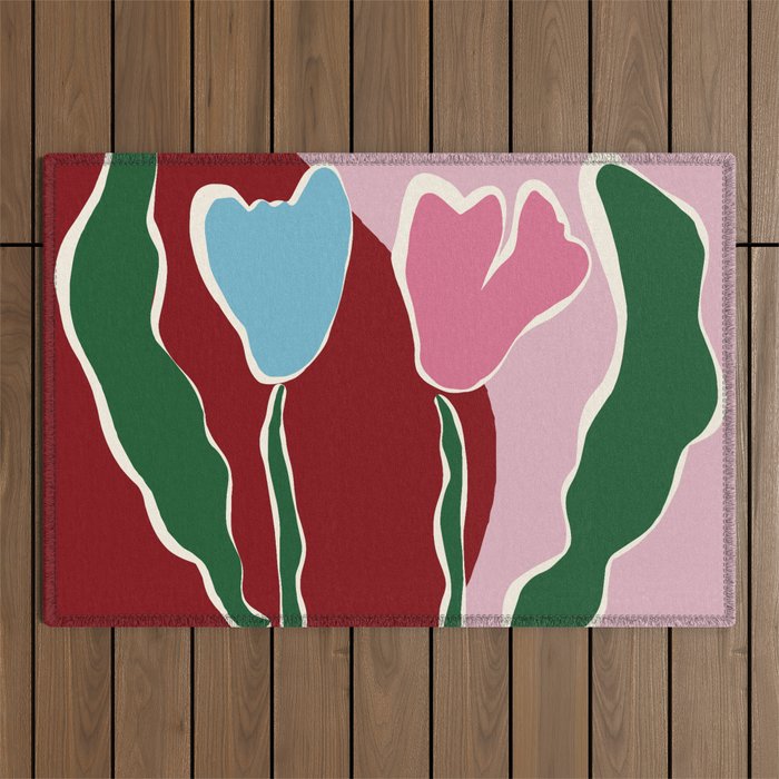 Retro minimal flower IV Outdoor Rug Gallery Image 1