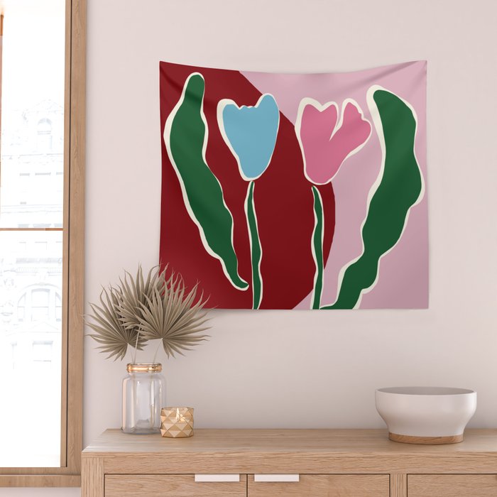 Retro minimal flower IV Wall Tapestry Gallery Image 2