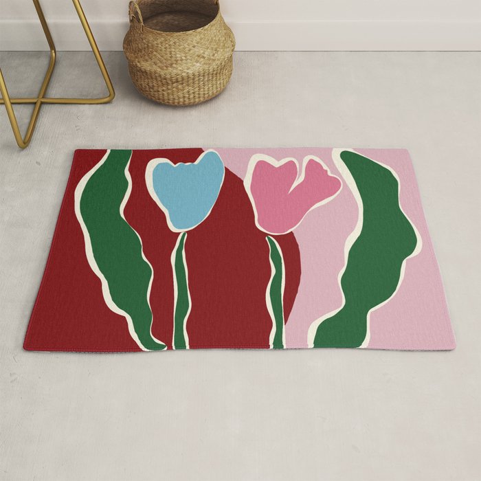 Retro minimal flower IV Rug Gallery Image 1