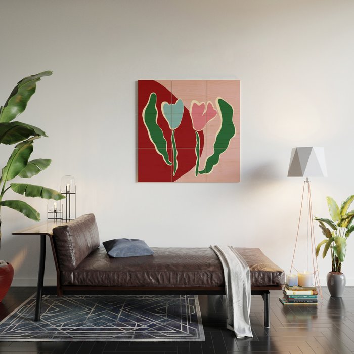 Retro minimal flower IV Wood Wall Art Gallery Image 2