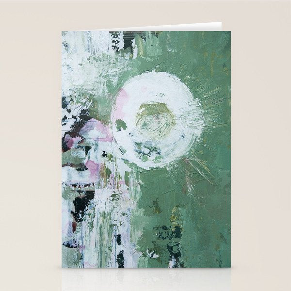 Green Abstract Circle  Modern Organic Textured Art Stationery Card Gallery Image 1