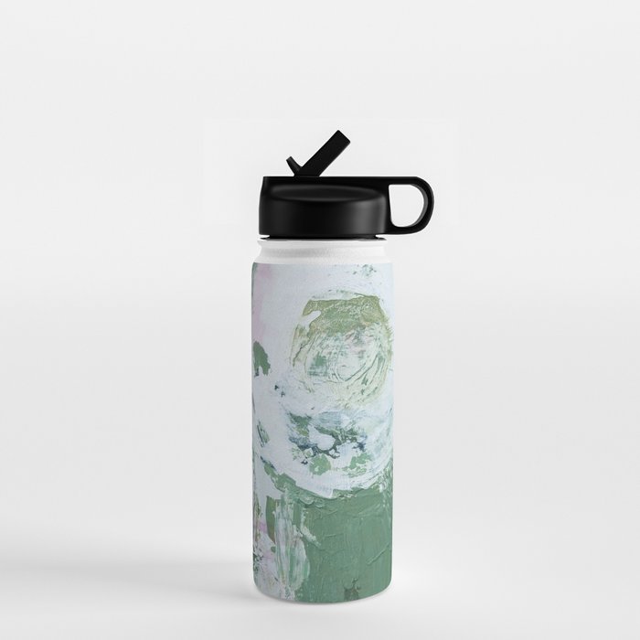 Green Abstract Circle  Modern Organic Textured Art Water Bottle Gallery Image 1