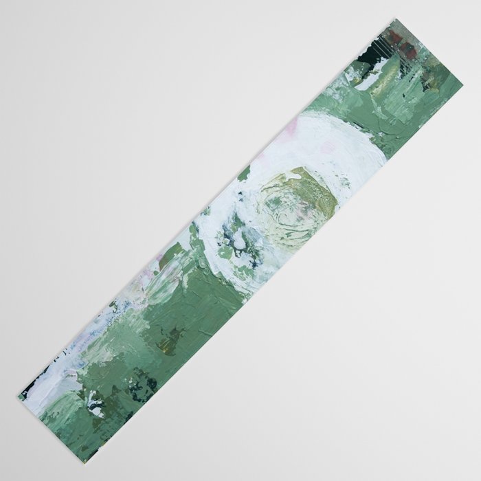 Green Abstract Circle  Modern Organic Textured Art Table Runner Gallery Image 3