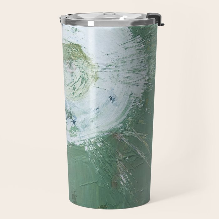 Green Abstract Circle  Modern Organic Textured Art Travel Mug Gallery Image 2