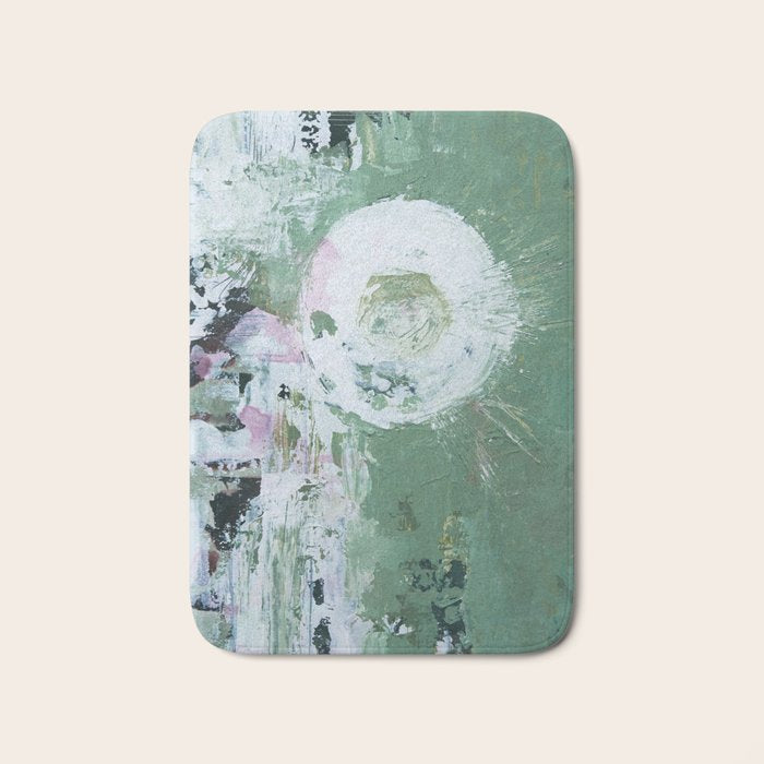 Green Abstract Circle  Modern Organic Textured Art Bath Mat Gallery Image 1