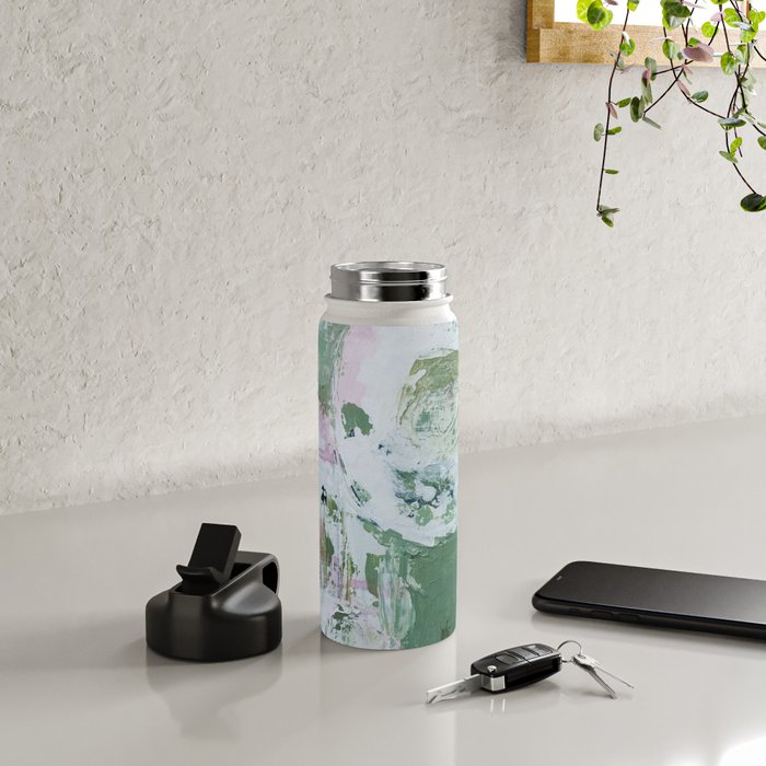 Green Abstract Circle  Modern Organic Textured Art Water Bottle Gallery Image 4
