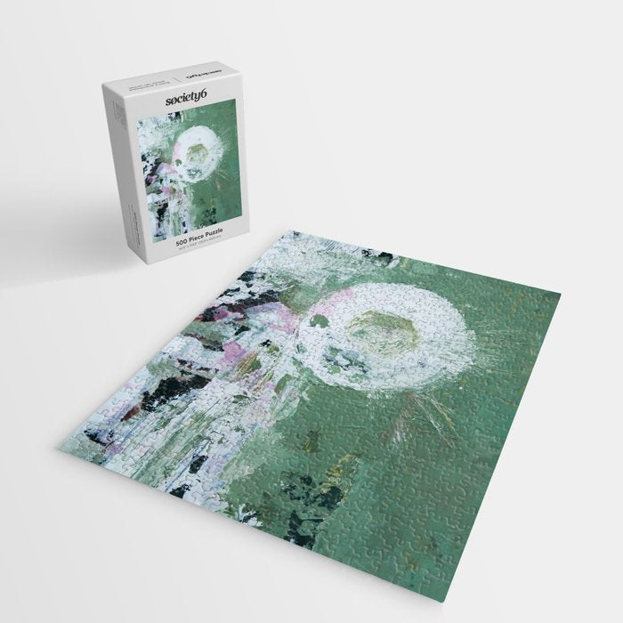 Green Abstract Circle  Modern Organic Textured Art Jigsaw Puzzle Gallery Image 2