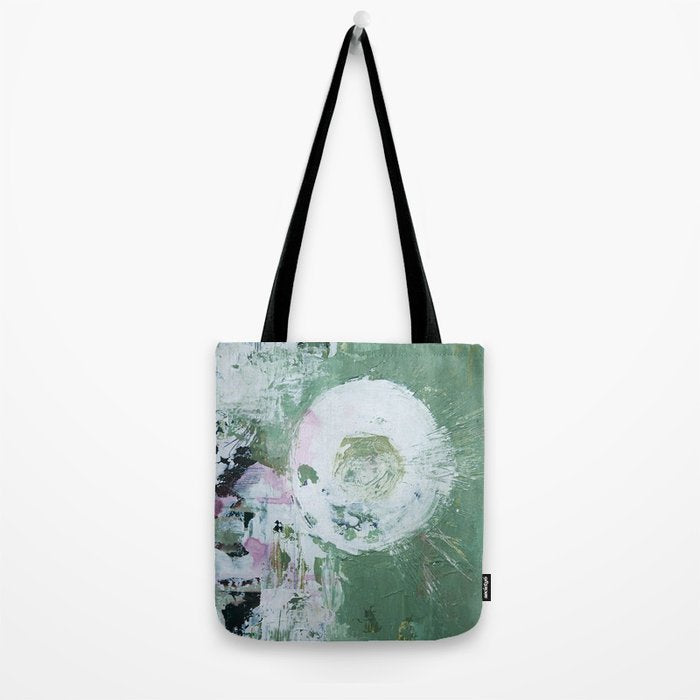 Green Abstract Circle  Modern Organic Textured Art Tote Bag Gallery Image 2