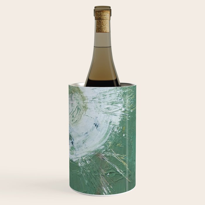 Green Abstract Circle  Modern Organic Textured Art Wine Chiller Gallery Image 3