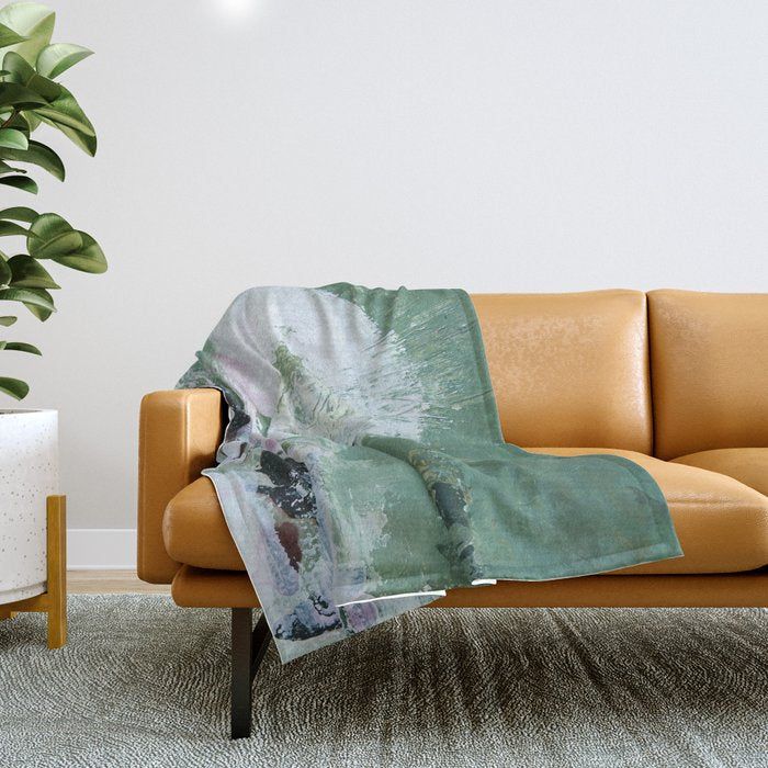 Green Abstract Circle  Modern Organic Textured Art Throw Blanket Gallery Image 1