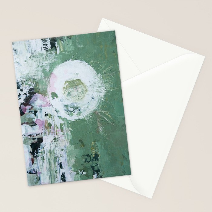 Green Abstract Circle  Modern Organic Textured Art Stationery Card Gallery Image 2