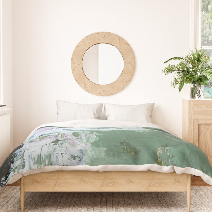 Green Abstract Circle  Modern Organic Textured Art Duvet Cover Gallery Image 3
