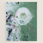 Green Abstract Circle  Modern Organic Textured Art Jigsaw Puzzle Gallery Image 1