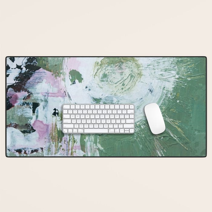 Green Abstract Circle  Modern Organic Textured Art Desk Mat Gallery Image 1