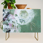 Green Abstract Circle  Modern Organic Textured Art Credenza Gallery Image 1