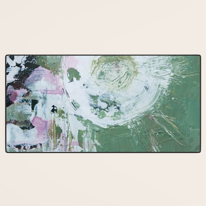 Green Abstract Circle  Modern Organic Textured Art Desk Mat Gallery Image 3