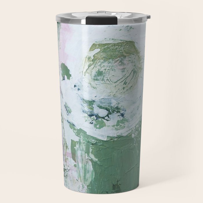 Green Abstract Circle  Modern Organic Textured Art Travel Mug Gallery Image 1