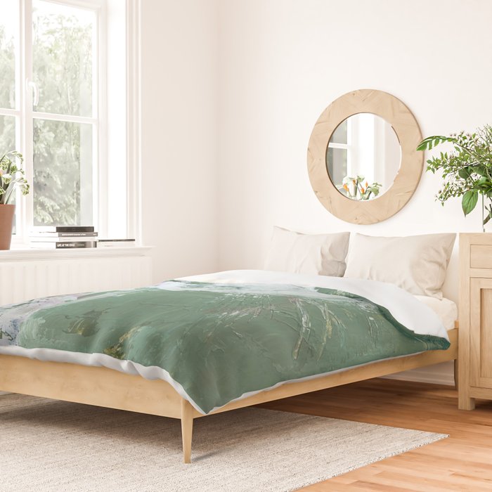 Green Abstract Circle  Modern Organic Textured Art Duvet Cover Gallery Image 2