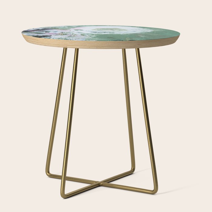 Green Abstract Circle  Modern Organic Textured Art Side Table Gallery Image 1