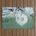 Green Abstract Circle  Modern Organic Textured Art Outdoor Rug Gallery Image 1
