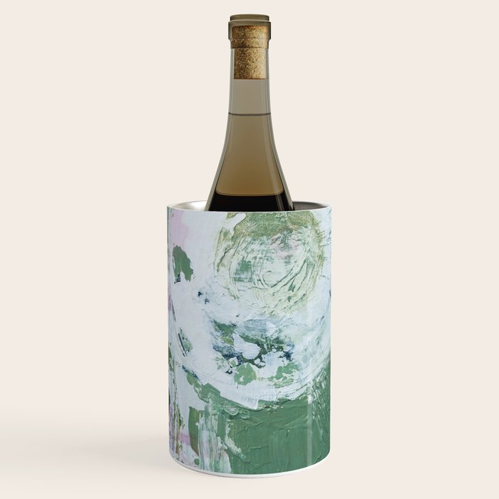 Green Abstract Circle  Modern Organic Textured Art Wine Chiller Gallery Image 1