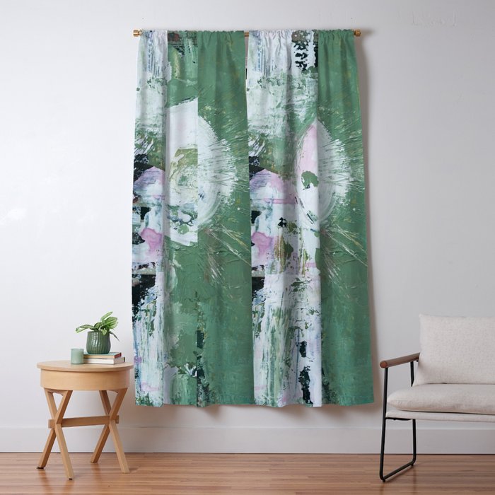 Green Abstract Circle  Modern Organic Textured Art Window Curtain Gallery Image 5