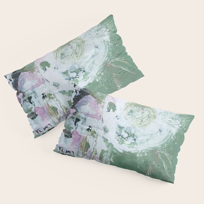 Green Abstract Circle  Modern Organic Textured Art Pillow Sham Gallery Image 2