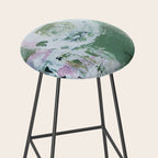 Green Abstract Circle  Modern Organic Textured Art Stool Gallery Image 2