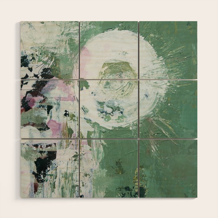 Green Abstract Circle  Modern Organic Textured Art Wood Wall Art Gallery Image 1