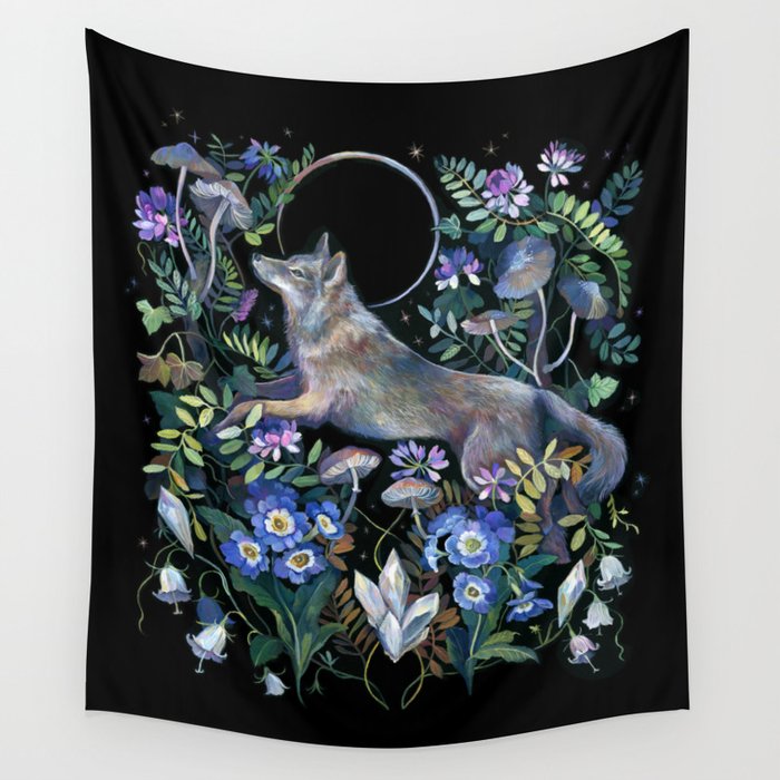 Moon Wolf Wall Tapestry Gallery Image 1
