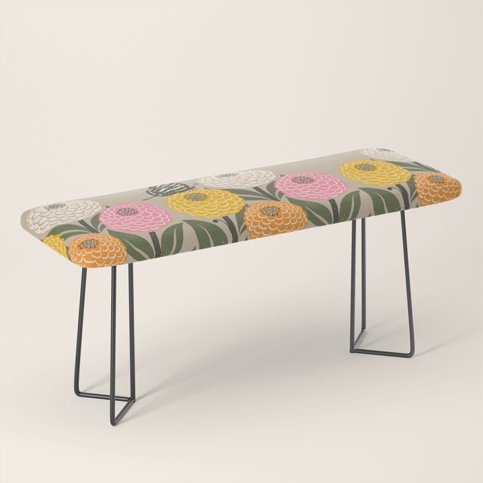 Bloom Wildly - Colorful Zinnia Flowers and Butterfly Bench Gallery Image 1