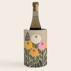 Bloom Wildly - Colorful Zinnia Flowers and Butterfly Wine Chiller Gallery Image 1