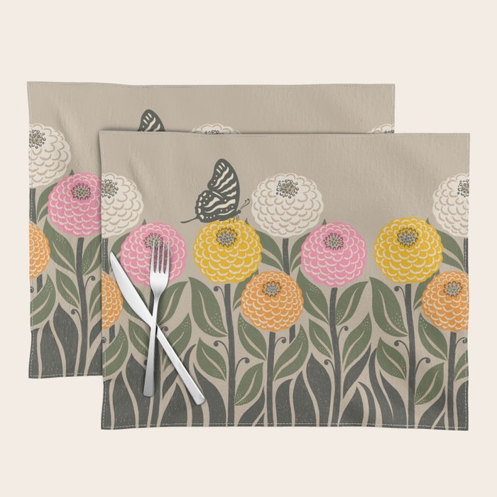 Bloom Wildly - Colorful Zinnia Flowers and Butterfly Placemat Gallery Image 1