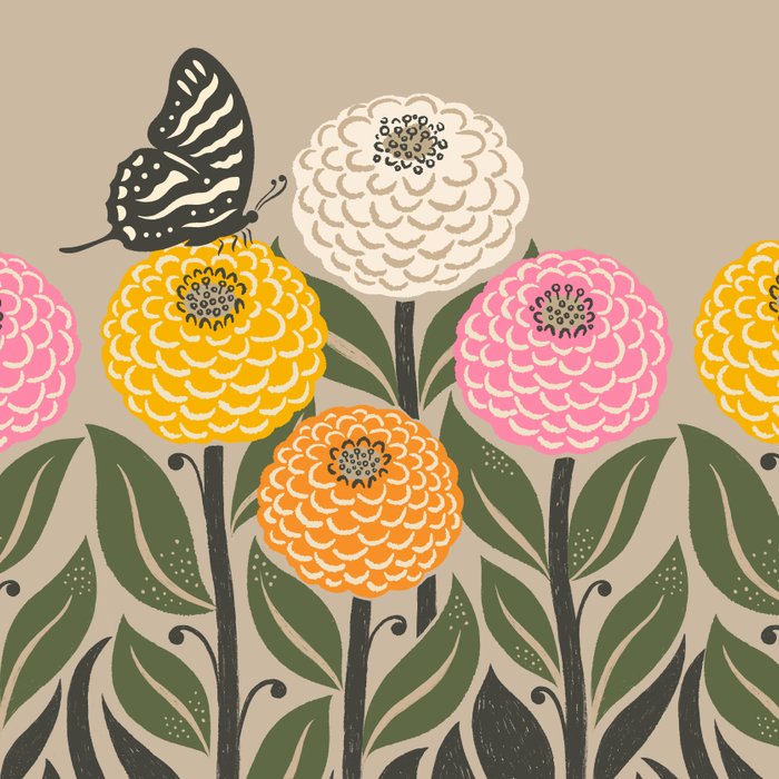 Bloom Wildly - Colorful Zinnia Flowers and Butterfly Coffee Mug Gallery Image 2