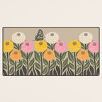 Bloom Wildly - Colorful Zinnia Flowers and Butterfly Desk Mat Gallery Image 3