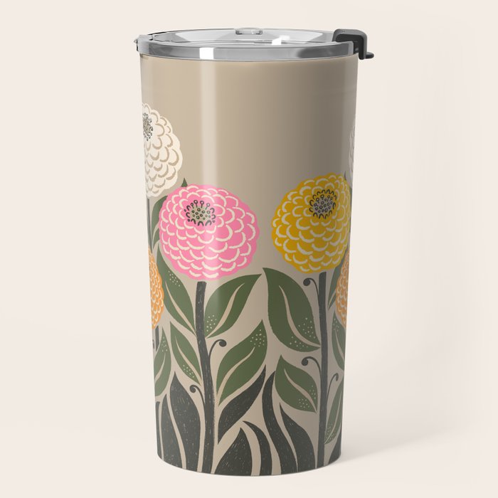 Bloom Wildly - Colorful Zinnia Flowers and Butterfly Travel Mug Gallery Image 2