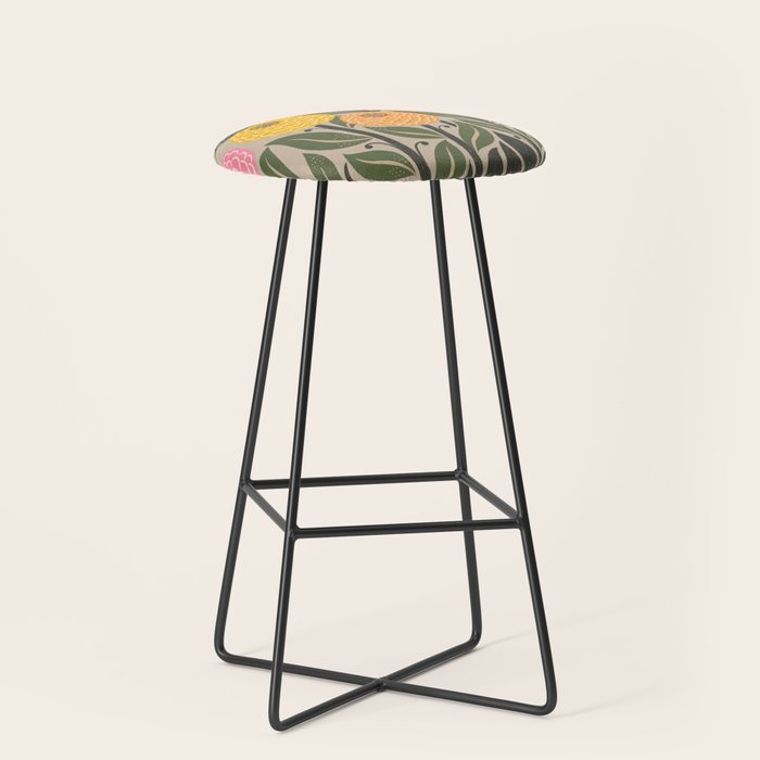 Bloom Wildly - Colorful Zinnia Flowers And Butterfly Stool