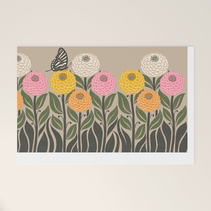 Bloom Wildly - Colorful Zinnia Flowers and Butterfly Welcome Mat Gallery Image 1