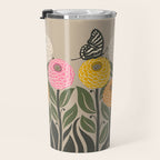 Bloom Wildly - Colorful Zinnia Flowers and Butterfly Travel Mug Gallery Image 3