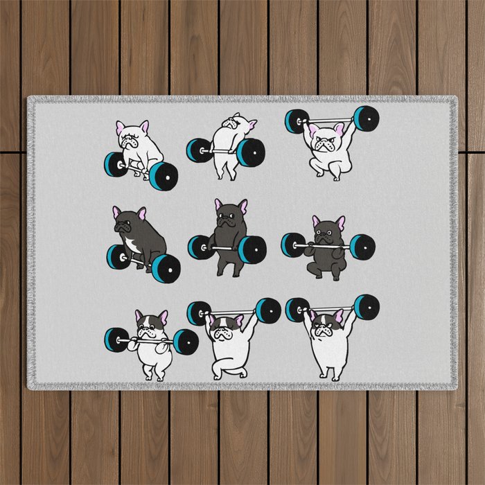 OLYMPIC LIFTING FRENCHIE Outdoor Rug – Society6