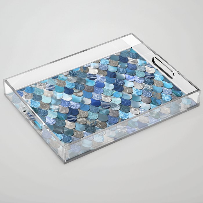 Mermaid Ocean Blue Pattern Acrylic Tray Gallery Image 1