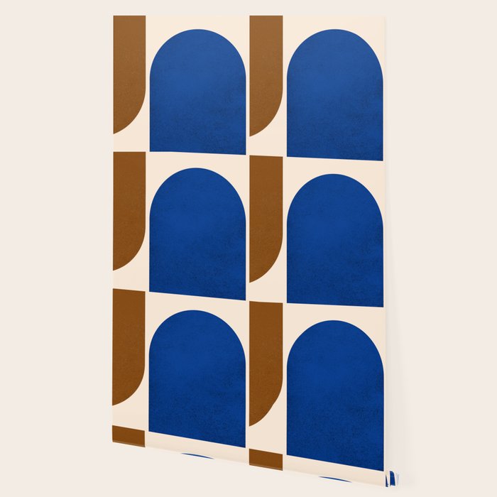 Earthy Eclectic Arches - Blue & Brown Wallpaper Gallery Image 2