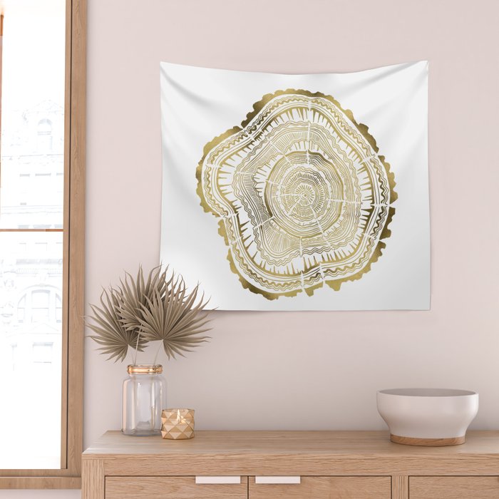Gold Tree Rings Wall Tapestry Gallery Image 2