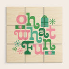 Oh What Fun - Pink and Green Wood Wall Art Gallery Image 1