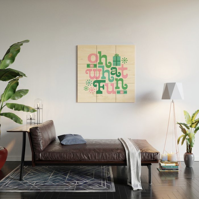 Oh What Fun - Pink and Green Wood Wall Art Gallery Image 2