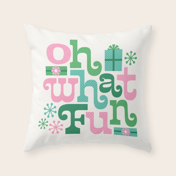 Oh What Fun - Pink and Green Throw Pillow Gallery Image 6