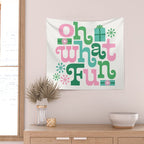 Oh What Fun - Pink and Green Wall Tapestry Gallery Image 2