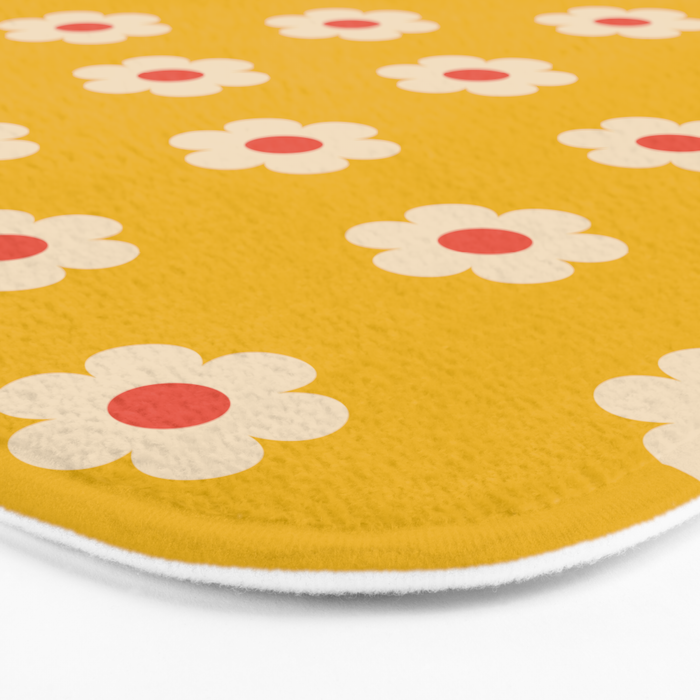 Yellow, Pink and Cream Daisy Flower Bath Mat Gallery Image 3